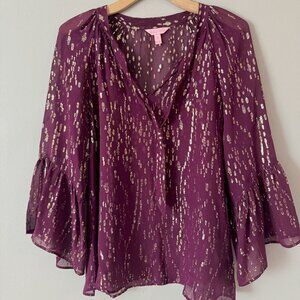 Lilly Pulitzer Wine and Gold Sheer Shirt